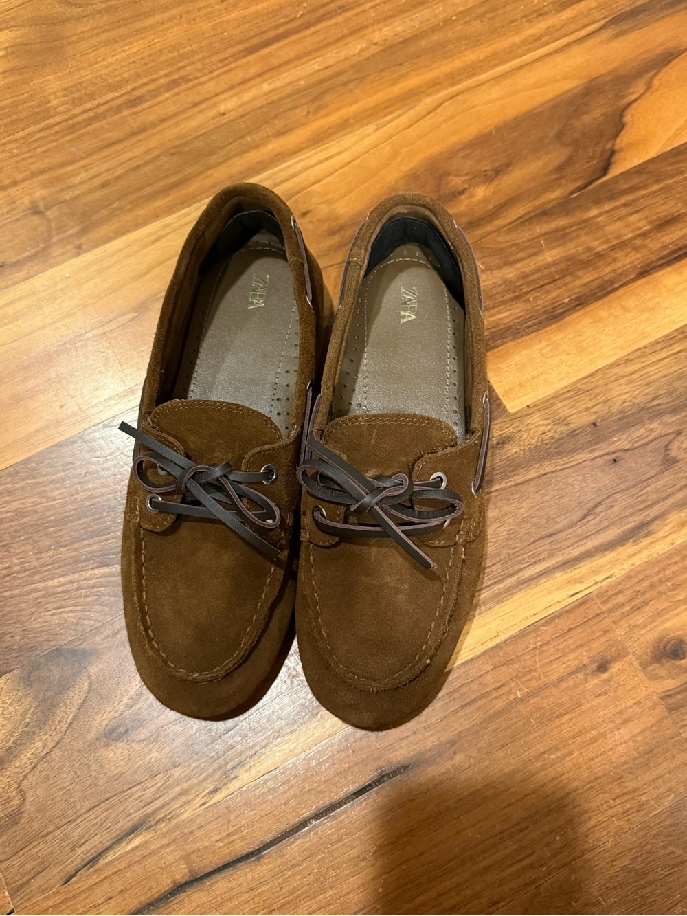 Zara Brown Suede Driving Loafers Size 38